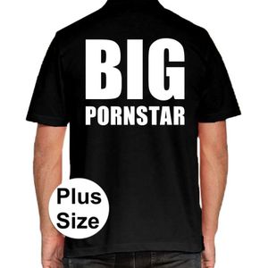 Zwart plus size BIG Pornstar polo t-shirt voor heren