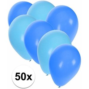 50x blauwe en lichtblauwe ballonnen