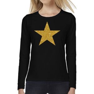 Zwart long sleeve t-shirt met gouden ster voor dames