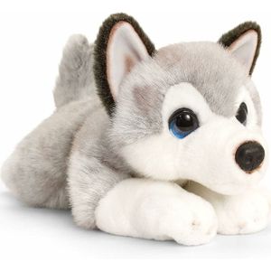 Keel Toys pluche Husky - grijs/wit - 37 cm - honden knuffel