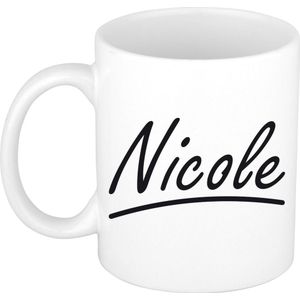 Nicole voornaam kado beker / mok sierlijke letters - gepersonaliseerde mok met naam