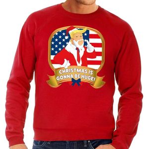 Foute kersttrui rood met Trump Christmas is gonne be Huge heren