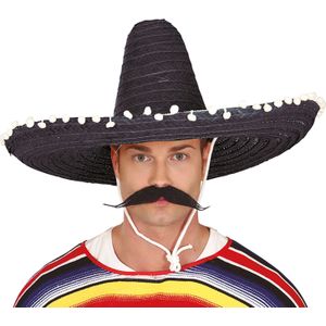 Guirca Mexicaanse Sombrero hoed voor heren - carnaval/verkleed accessoires - zwart