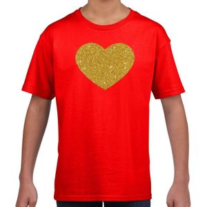 Gouden hart fun t-shirt rood voor kids