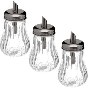 5Five - 6x stuks Suikerpot/suikerstrooier glas met RVS tuit - 180ml