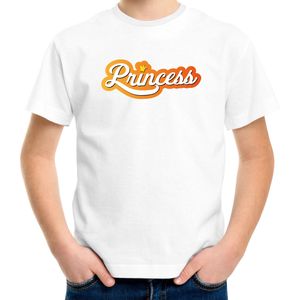 Koningsdag shirt wit voor kinderen - Princess met kroon