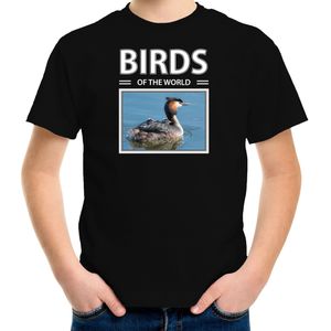 Fuut vogel foto t-shirt zwart voor kinderen - birds of the world cadeau shirt vogel liefhebber