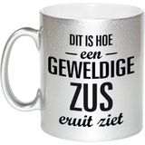 Geweldige zus cadeau mok / beker zilverglanzend 330 ml