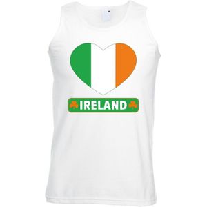 Ierland hart vlag mouwloos shirt wit heren