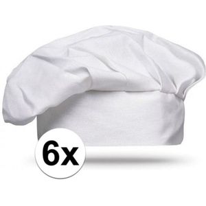6x Witte kookclub chef muts