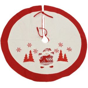 Kerstboomrok rood/sneeuwman 90 cm