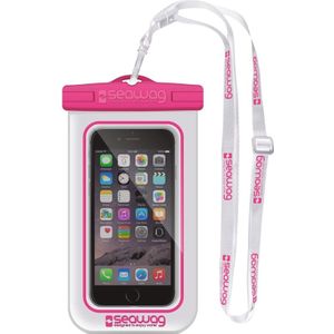 Witte/roze waterbestendige universele smartphone/mobiele telefoon hoes met polsband