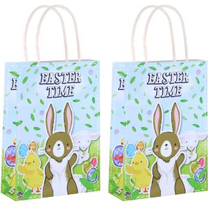 4x stuks pasen thema Easter Time papieren feestzakjes/uitdeelzakjes