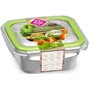 12x Voedsel plastic bewaarbakje 0,25 liter transparant/groen
