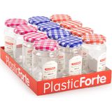 Plasticforte Weckpot/inmaakpot Classic - 4x - 450ml - kunststof - draaideksel rood - D7 x H13 cm