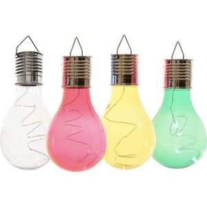 4x Buitenlampen/tuinlampen lampbolletjes/peertjes 14 cm transparant/groen/geel/rood