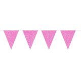 2x Eenhoorns thema vlaggenlijnen print en roze glitters kinderfeestje/kinderpartijtje versiering/decoratie