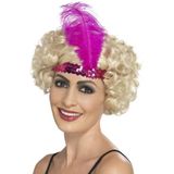 2x stuks roze Charleston thema verkleed hoofdband voor dames
