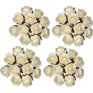 Ideas4seasons Decoratie roosjes foam - 4x - bosje van 12 - creme wit - Dia 2 cm