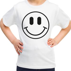 Bellatio Decorations Verkleed shirt meisjes - smiley - wit - carnaval - feestkleding voor kinderen