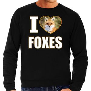 I love foxes foto trui zwart voor heren - cadeau sweater vossen liefhebber