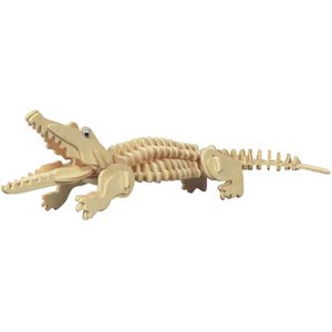 Houten Dieren 3D Puzzel Krokodil - Speelgoed Bouwpakket 23 X 18,5 X 0,3 Cm.