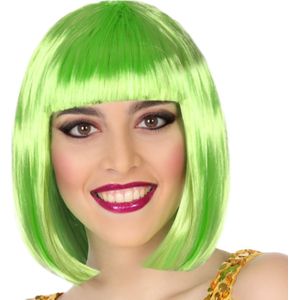 Atosa Verkleedpruik voor dames half lang haar - Groen - Bob lijn - Carnaval/party
