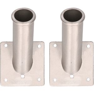 2x stuks aluminium vlaggenstokhouders / vlaggenhouders voor vlaggen tot 32 mm