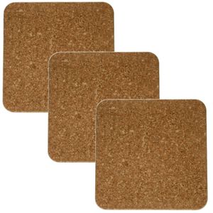 Set van 6x stuks vierkante pannen onderzetters van kurk 20 cm