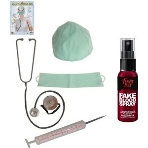 Dokter/chirurg ziekenhuis verkleed set - accessoires 6-delig - kunststof - feestkleding