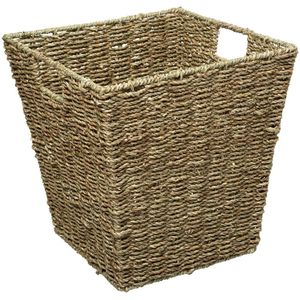 5Five Rieten opbergmand - gevlochten - beige/zwart - 31 x 31 x 31 cm - kastmanden