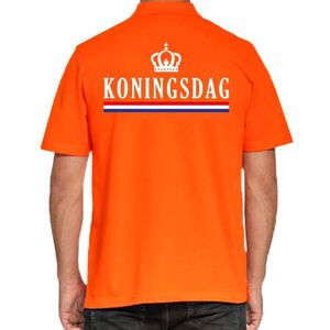 Koningsdag polo t-shirt oranje met kroontje voor heren