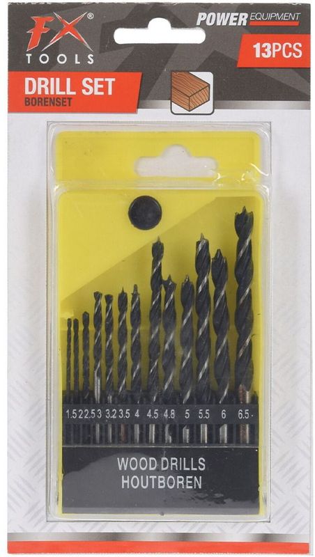 FX Tools - Borenset - 13-delig - Zwart - Metaal - Inclusief Houder