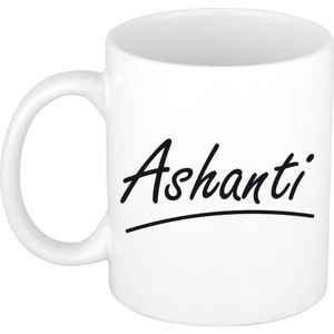 Ashanti voornaam kado beker / mok sierlijke letters - gepersonaliseerde mok met naam