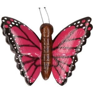 Houten magneet in de vorm van een roze vlinder