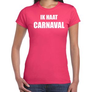 Carnaval verkleed shirt roze voor dames ik haat carnaval - kostuum