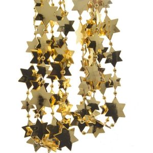 8x stuks kerst sterren kralen guirlandes goud 270 cm kerstboom versiering/decoratie