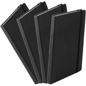Set van 4x stuks luxe schriftjes/notitieboekjes zwart met elastiek A5 formaat