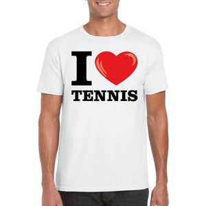 Wit I love tennis t-shirt heren
