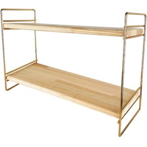 Concorde keukenrek/opbergrek/aanrecht organizer - goud - 40 x 16 x 25 cm - hout/metaal