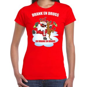 Rood Kerstshirt / Kerstkleding Drank en drugs voor dames
