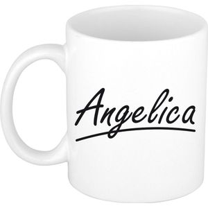 Angelica voornaam kado beker / mok sierlijke letters - gepersonaliseerde mok met naam