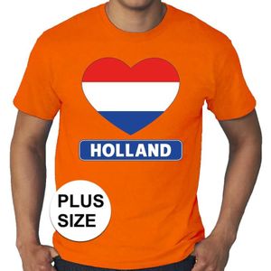Grote maten Holland hart vlag shirt oranje heren
