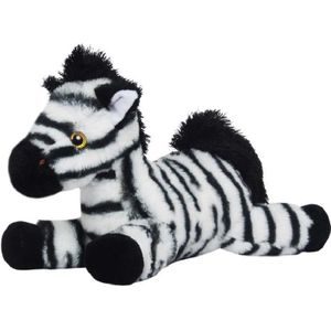 Knuffeldier Zebra Zowie - zachte pluche stof - wilde dieren knuffels - wit/zwart - 30 cm