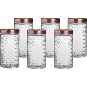 Urban Living Voorraadpot/bewaarpot Blair - 6x - 1.5L - glas - koperen deksel - D12 x H22 cm