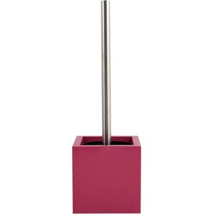 MSV Toiletborstel in MDF houder/rvs wc-borstel - fuchsia roze - 37 cm