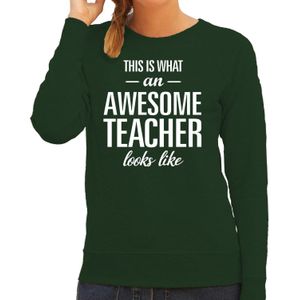 Awesome teacher / juf cadeau trui groen voor dames