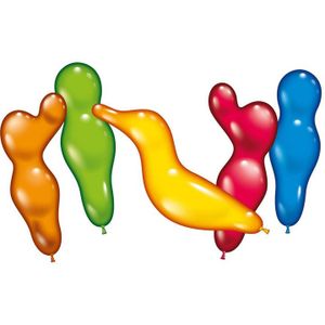 12x Ballonnen figuurtjes vrolijke kleuren