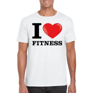 Wit I love fitness t-shirt heren