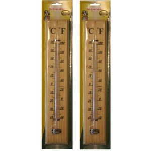 Houten buiten thermometer 40 x 7 cm